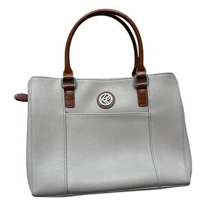 KR Faux Leather Grey Tan Structured Purse Crossbody Shoulder Bag